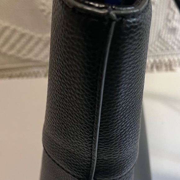 Nine West Black Pebbled Satchel Tote Bag 👜 Silver Hardware Like New NWOT - Picture 3 of 7